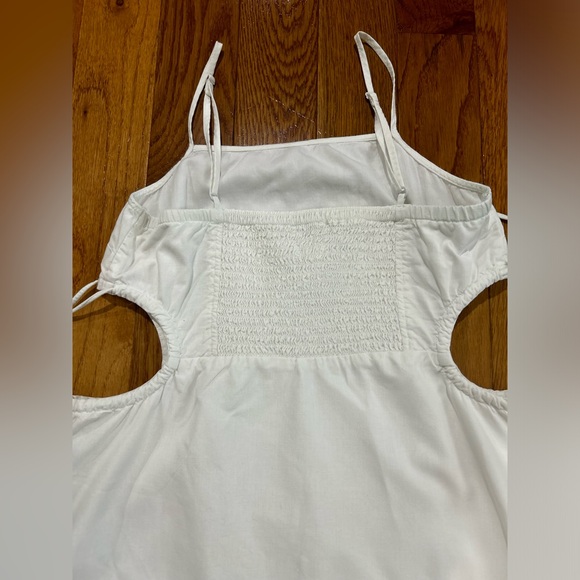 Aerie Linen Blend Mini Dress White Adjustable Strap Lined Side cutout - Picture 6 of 14